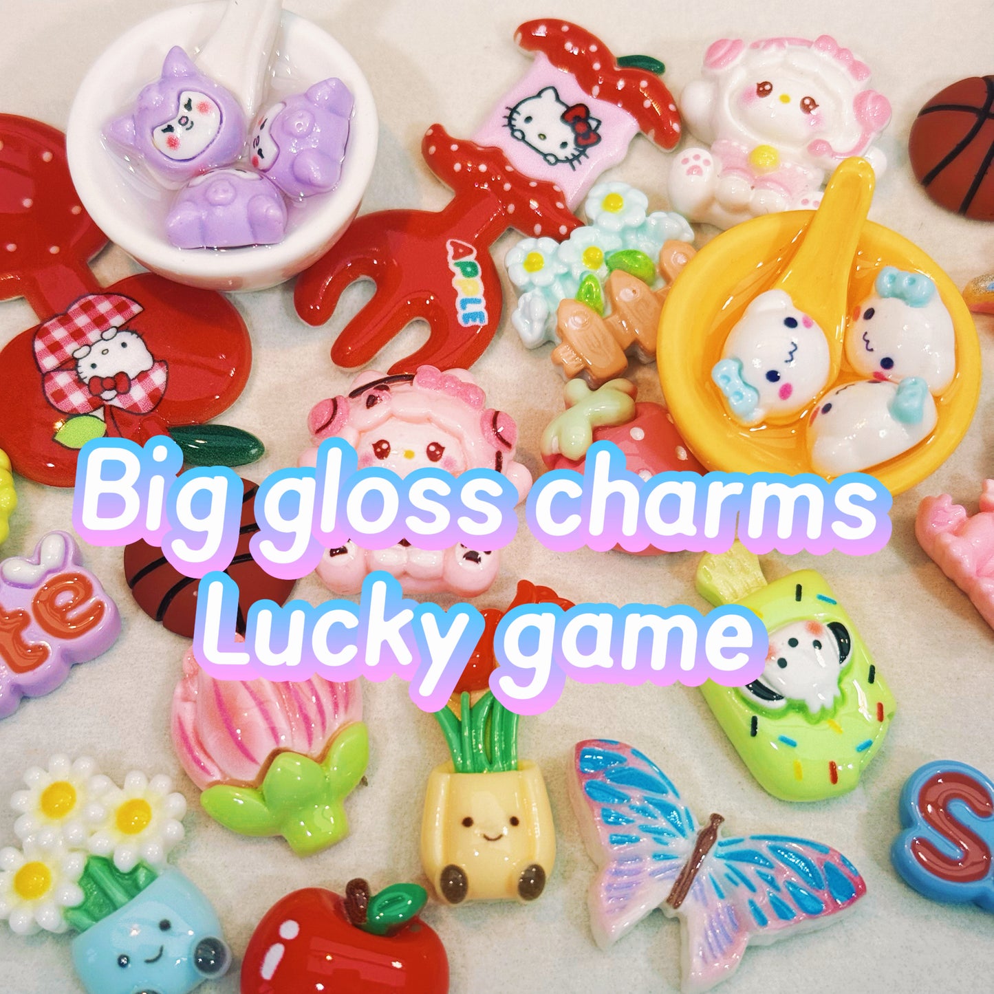 Lucky game-Big gloss charms(for phone chains,beadable pens,keychains)