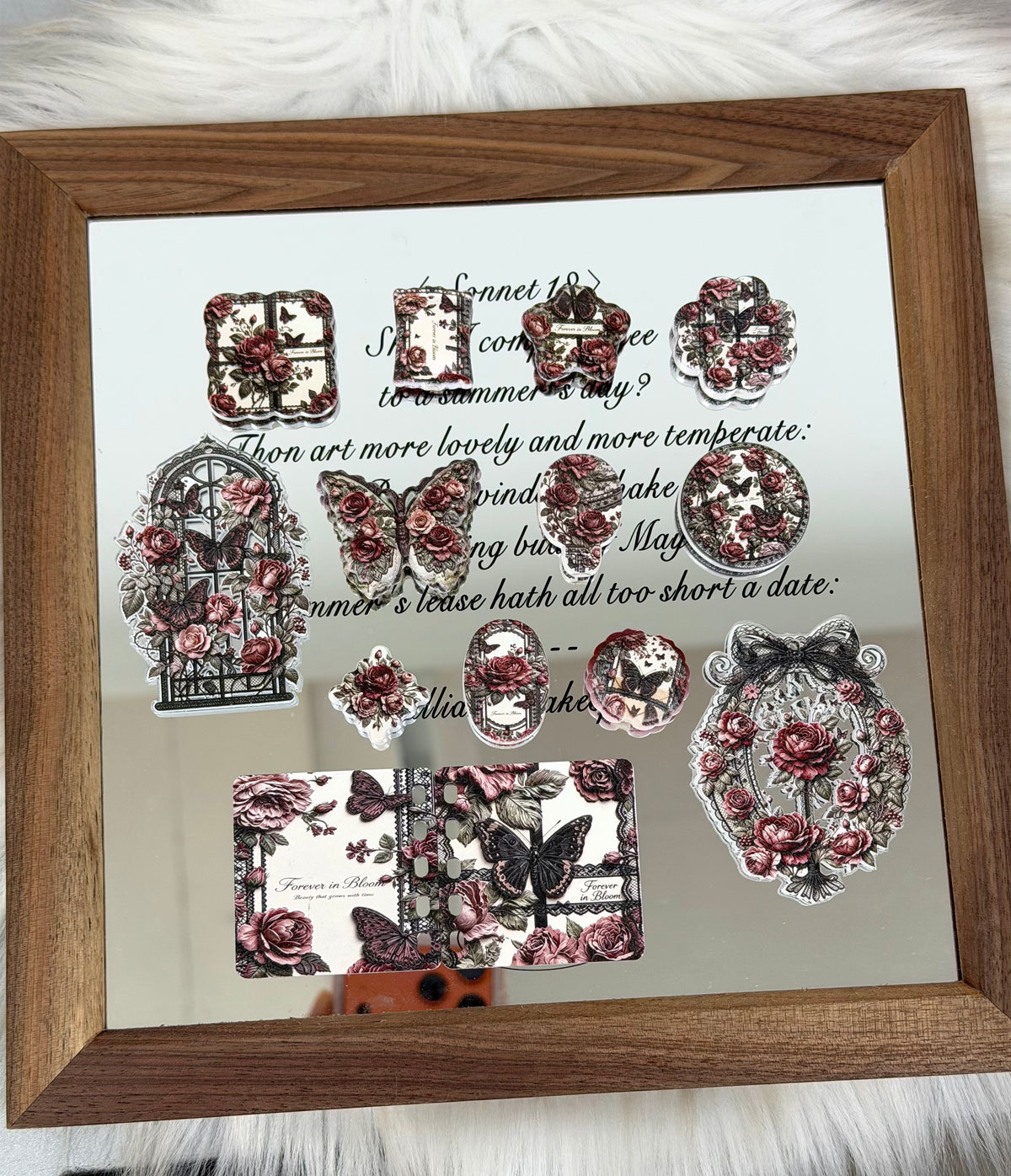 Acrylic Slice-Victoria Rose&Butterfly (for keychains,phonechains,beadable pens,car charms)