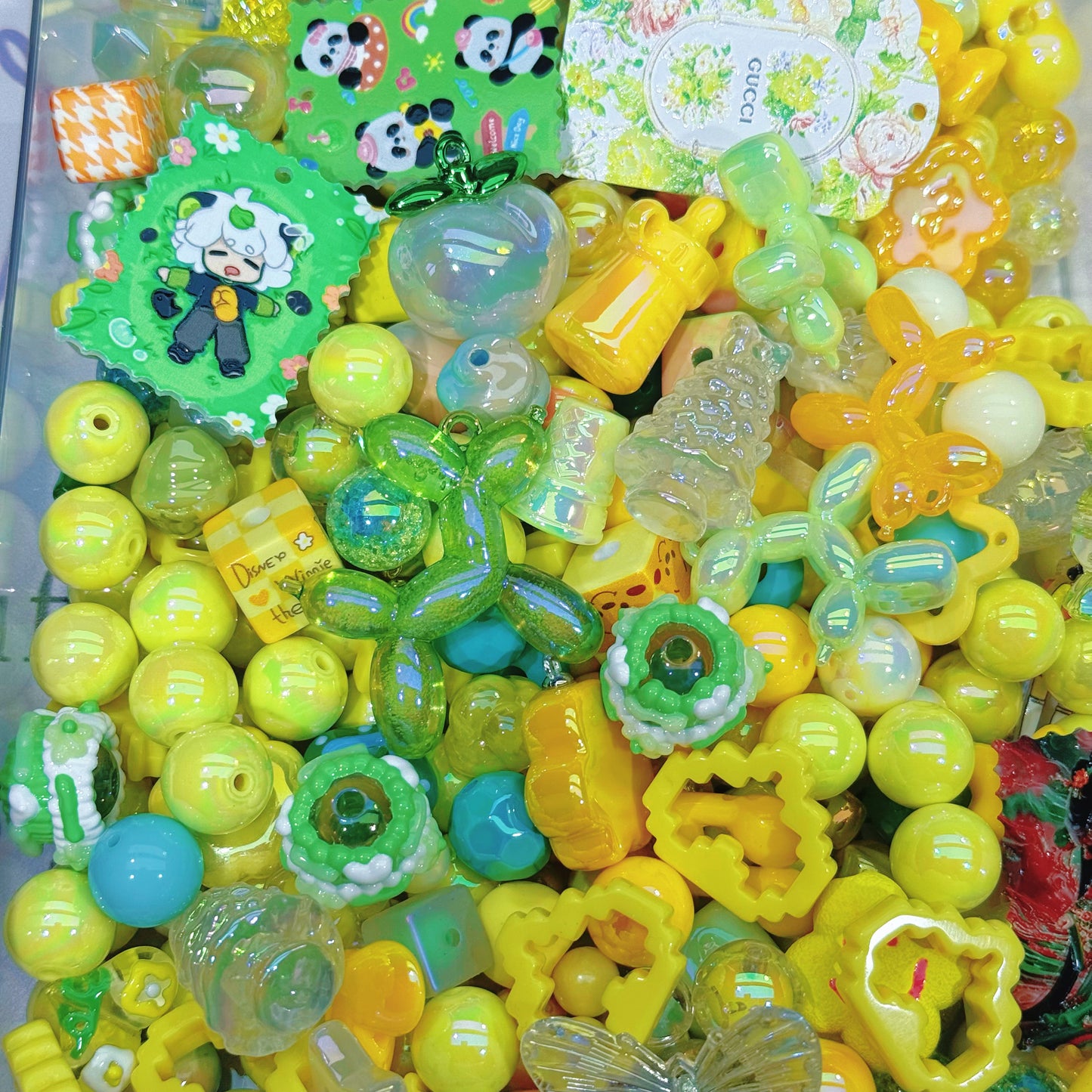 Acrylic beads-Matcha&Honey(yellow and green)for keychains,phone chains, beadable pens