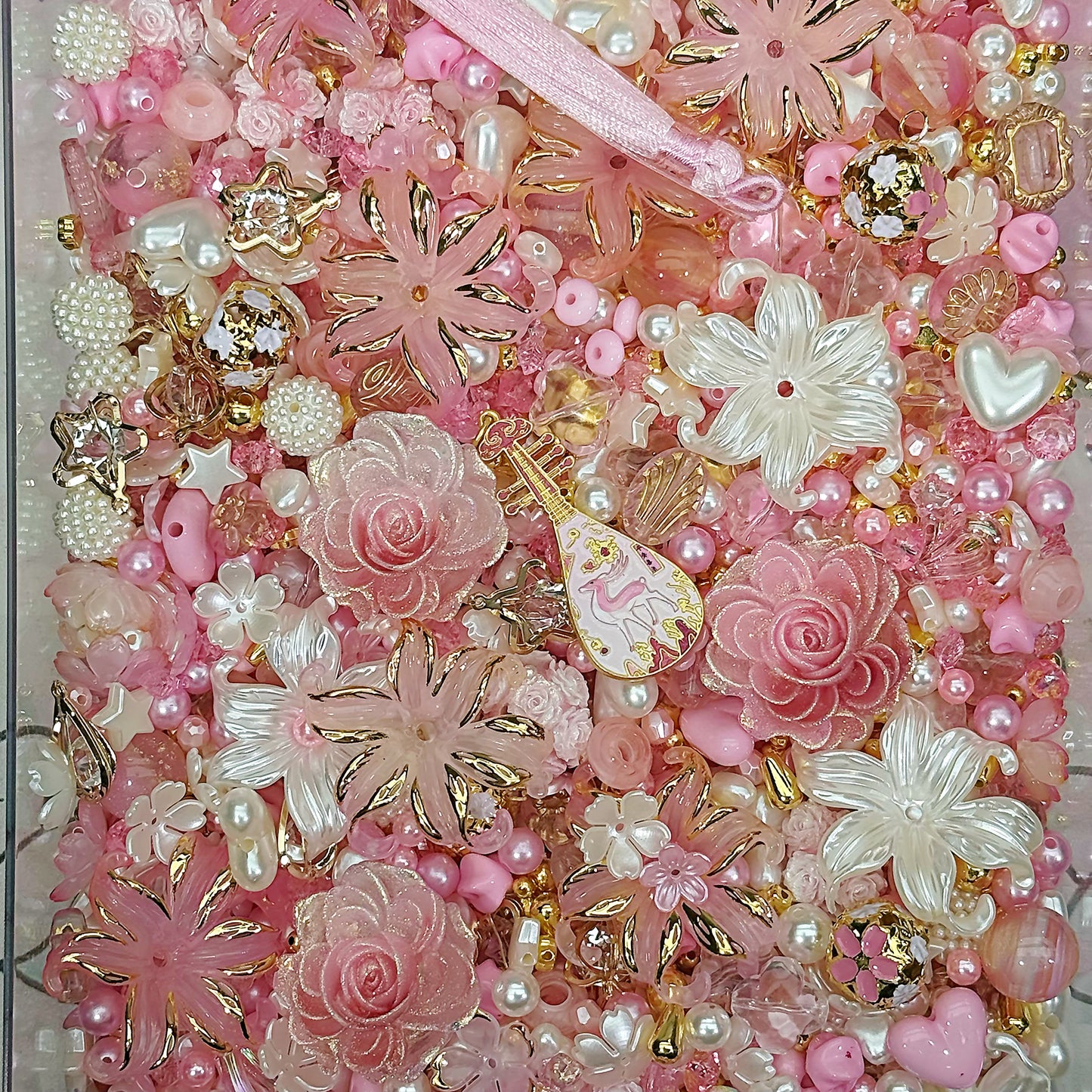 Acrylic beads-Pink Floral