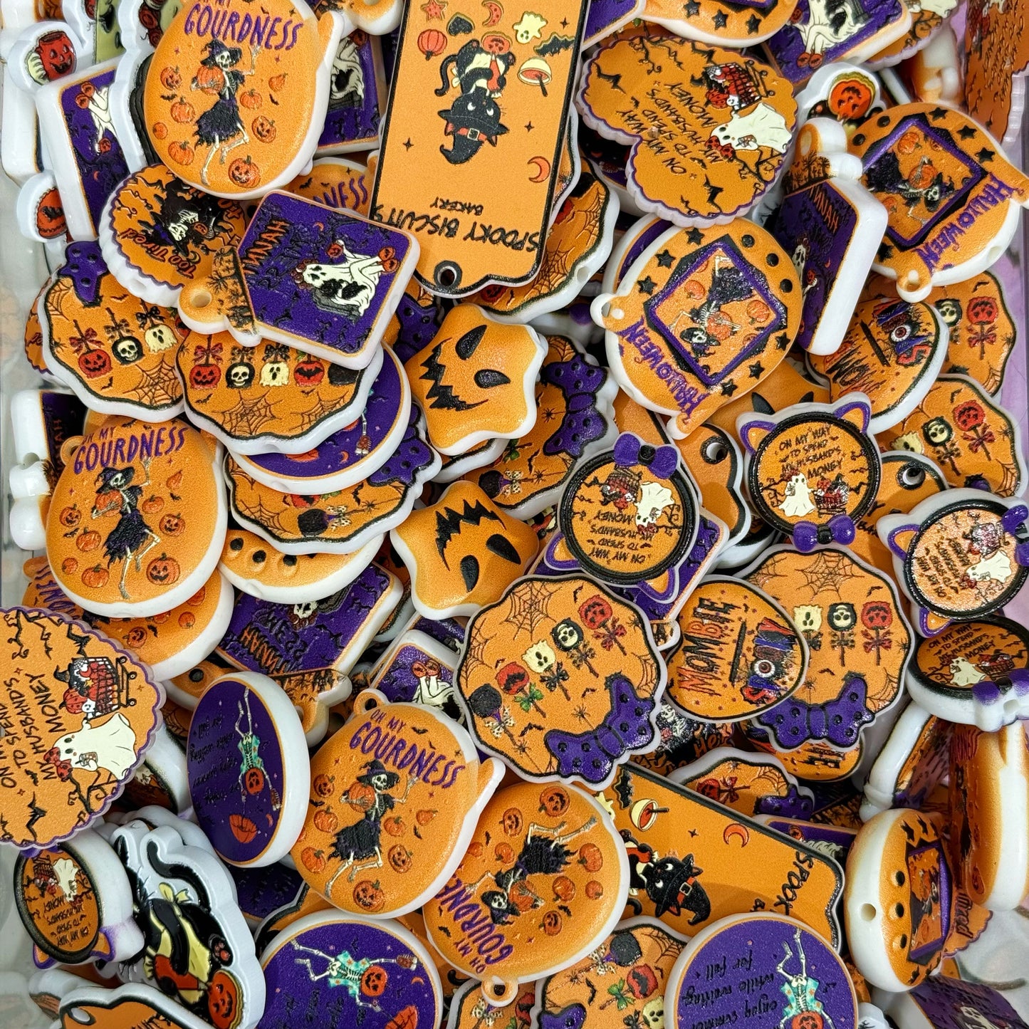 Acrylic Charms-Halloween Embossed (for keychains,phonechains,beadable pens,car charms)