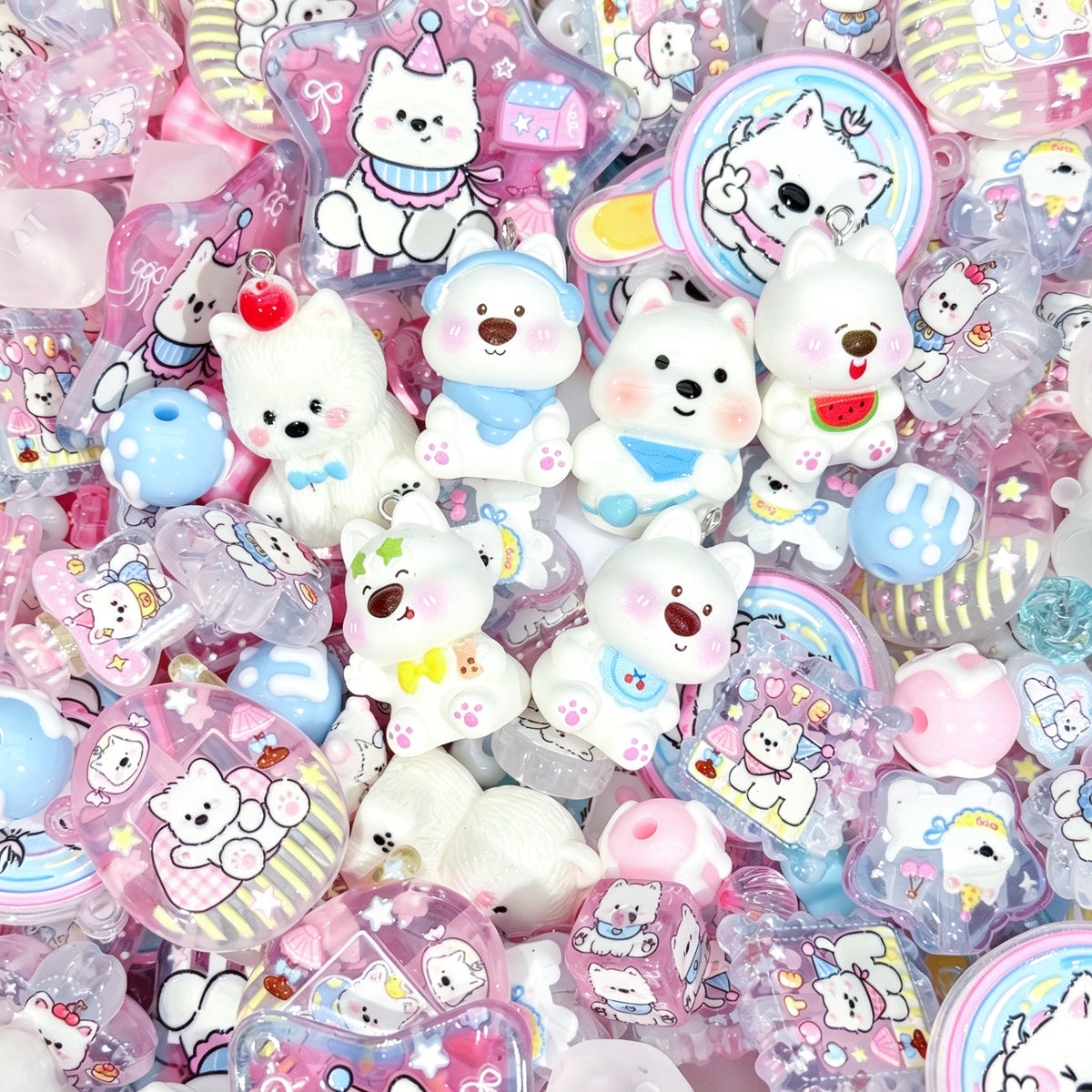 Acrylic beads-Westie Puppy (for keychains,phonechains,beadable pens,car charms)