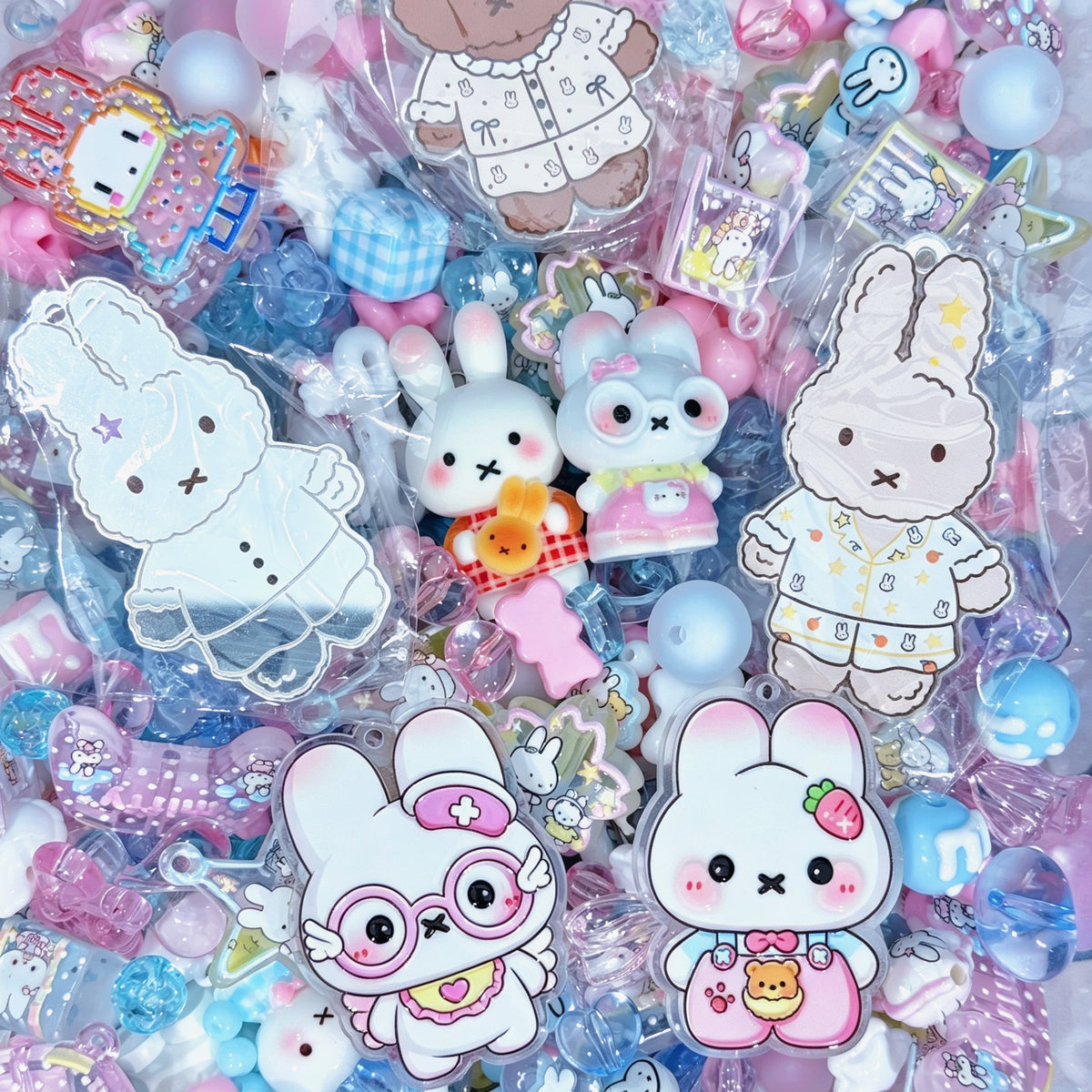 Acrylic beads- Miffy Bunny (for keychains,phonechains,beadable pens,car charms)