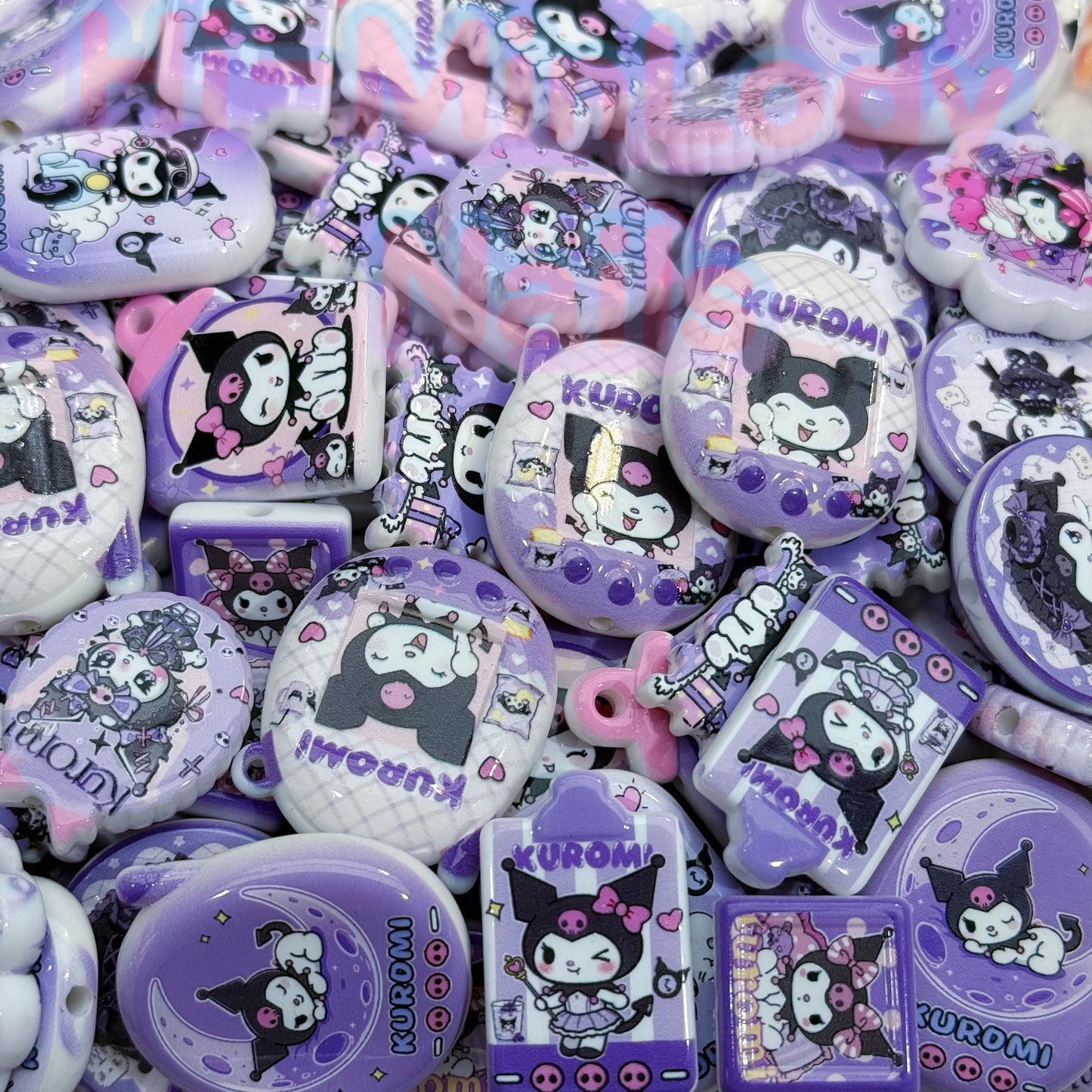 Acrylic beads- Purple kuku(for phone chains,beadable pens,keychains)