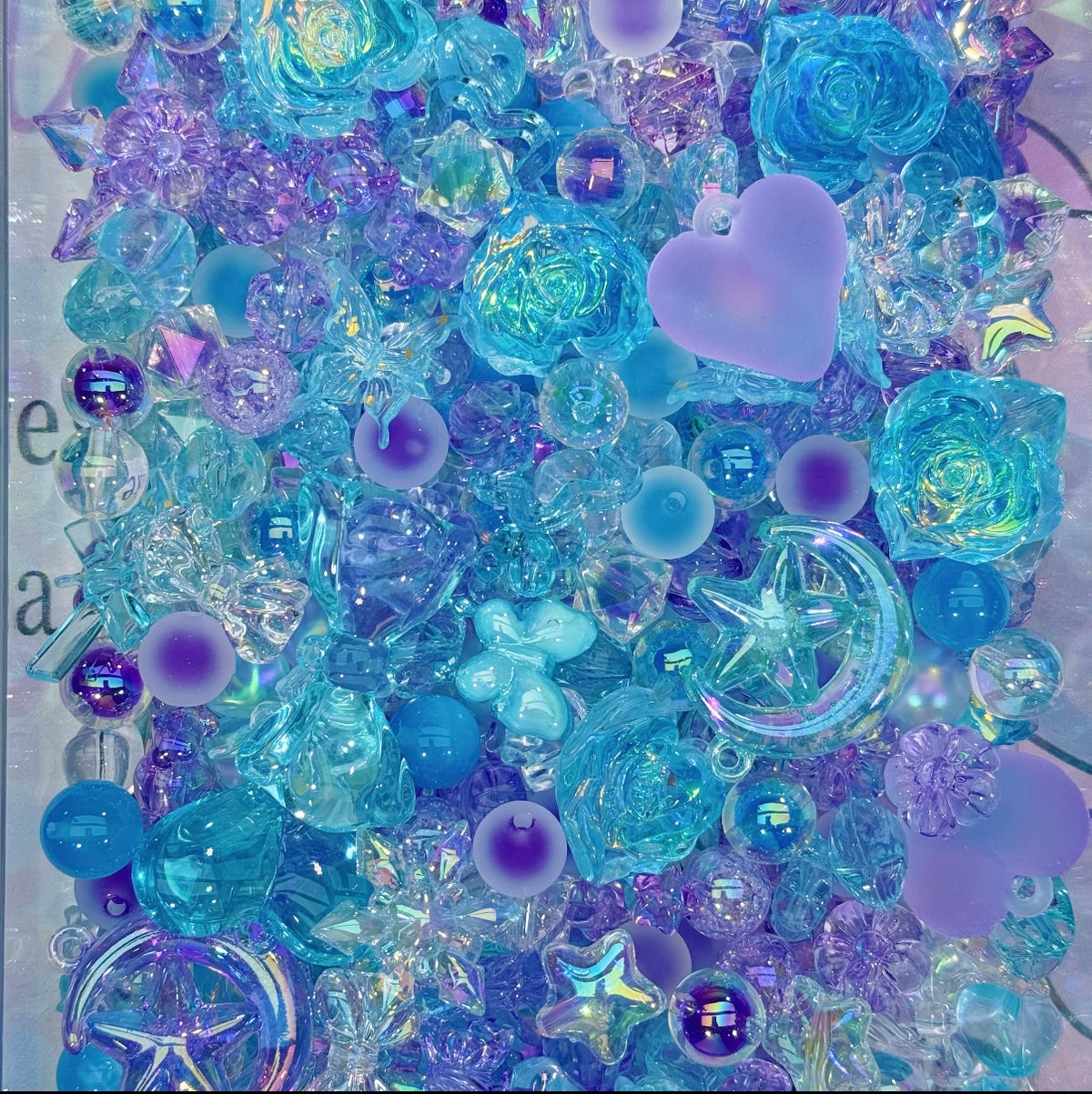 Acrylic Beads- Blue&Purple Galaxy (for keychains,phonechains,beadable pens,car charms)