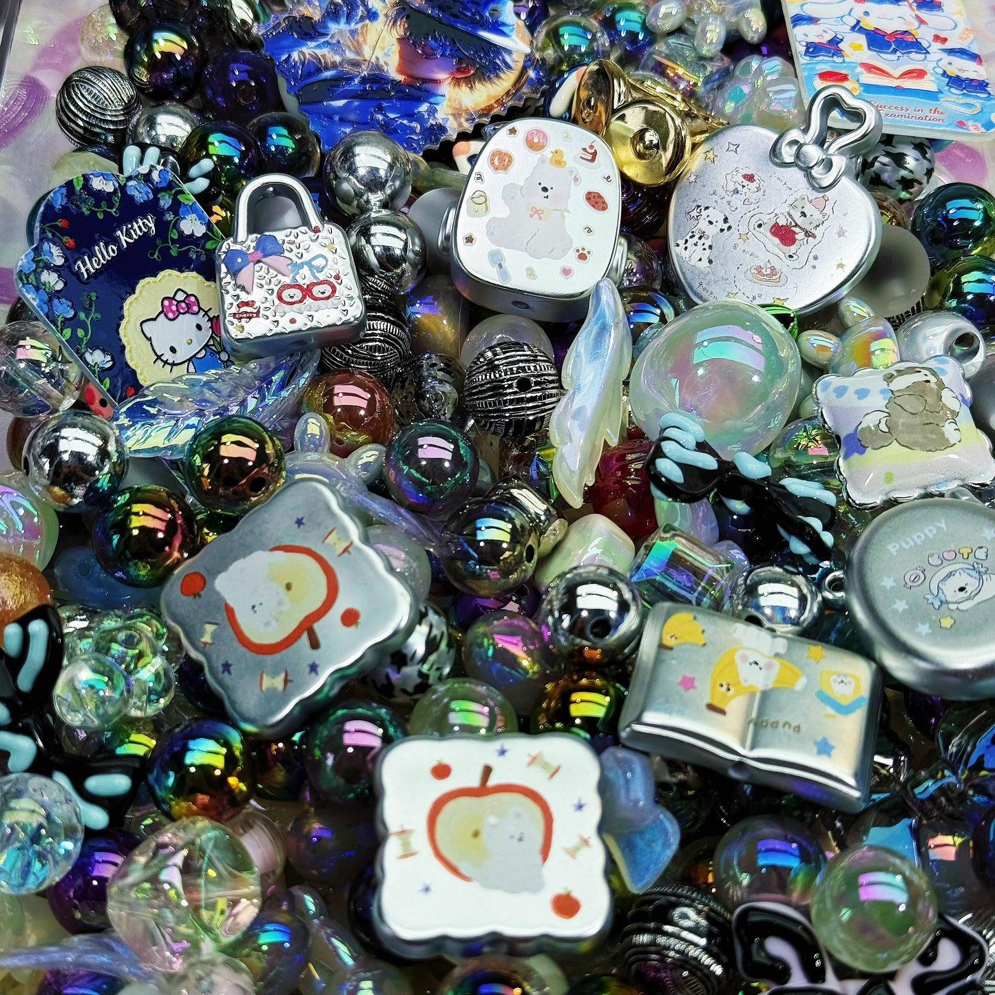 (BOGO)Acrylicbeads-Punk Silver(for keychains,phonechains,beadable pens and any other DIY)