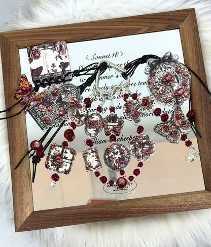 Acrylic Slice-Victoria Rose&Butterfly （for keychains,phonechains,beadable pens,car charms)