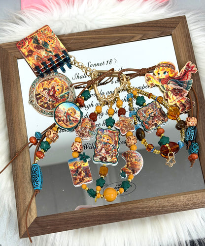Acrylic charms- Vintage Lantern Girl （for keychains,phonechains,beadable pens,car charms)