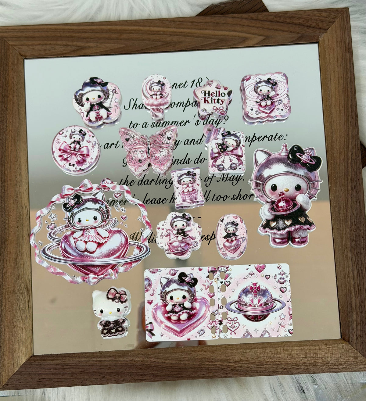 Acrylic Slice- Shiny pink kitty（for keychains,phonechains,beadable pens,car charms)