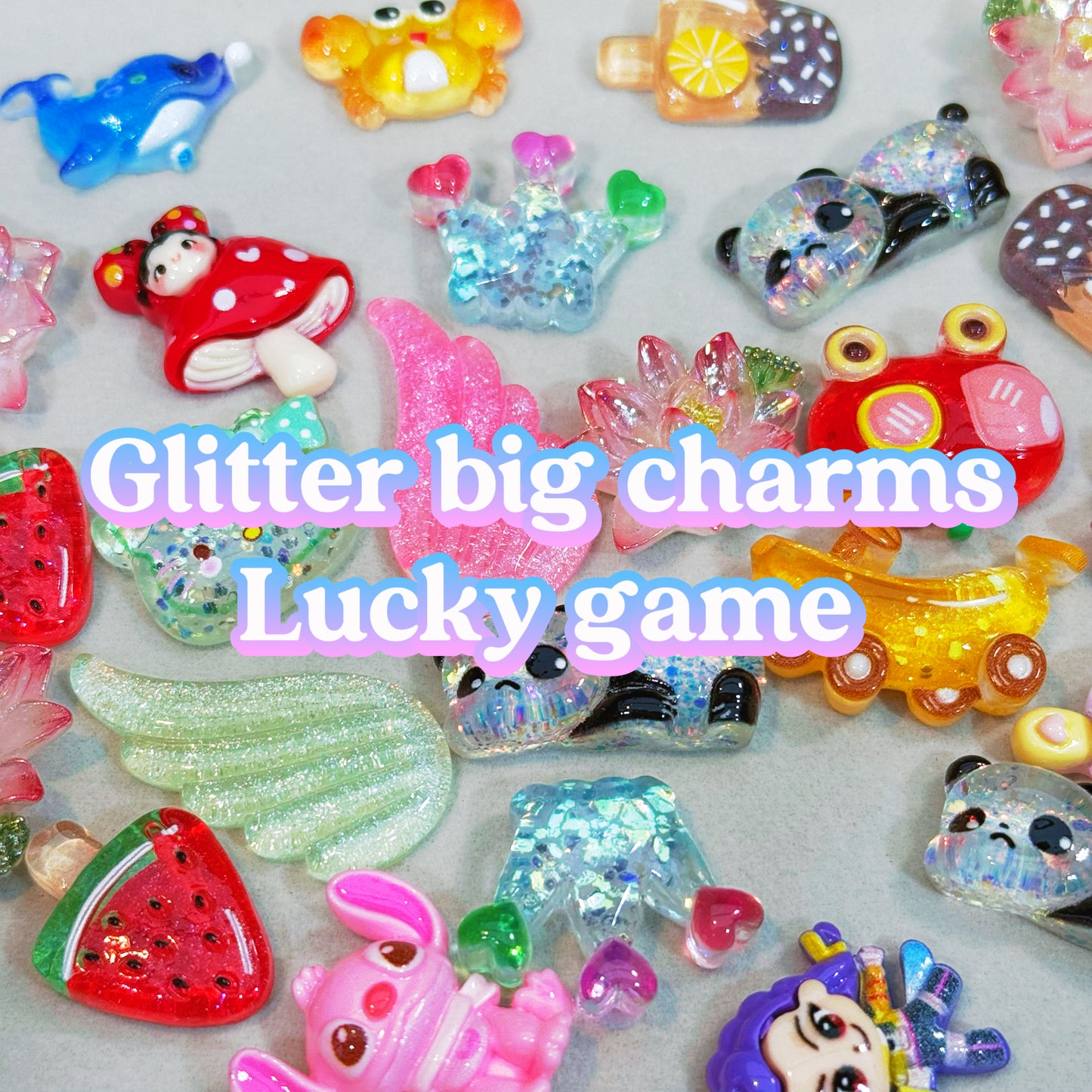 Lucky game-Glitter Big charms(for croc charms,fridge magnet,phone cases,keychains,picture frames etc)