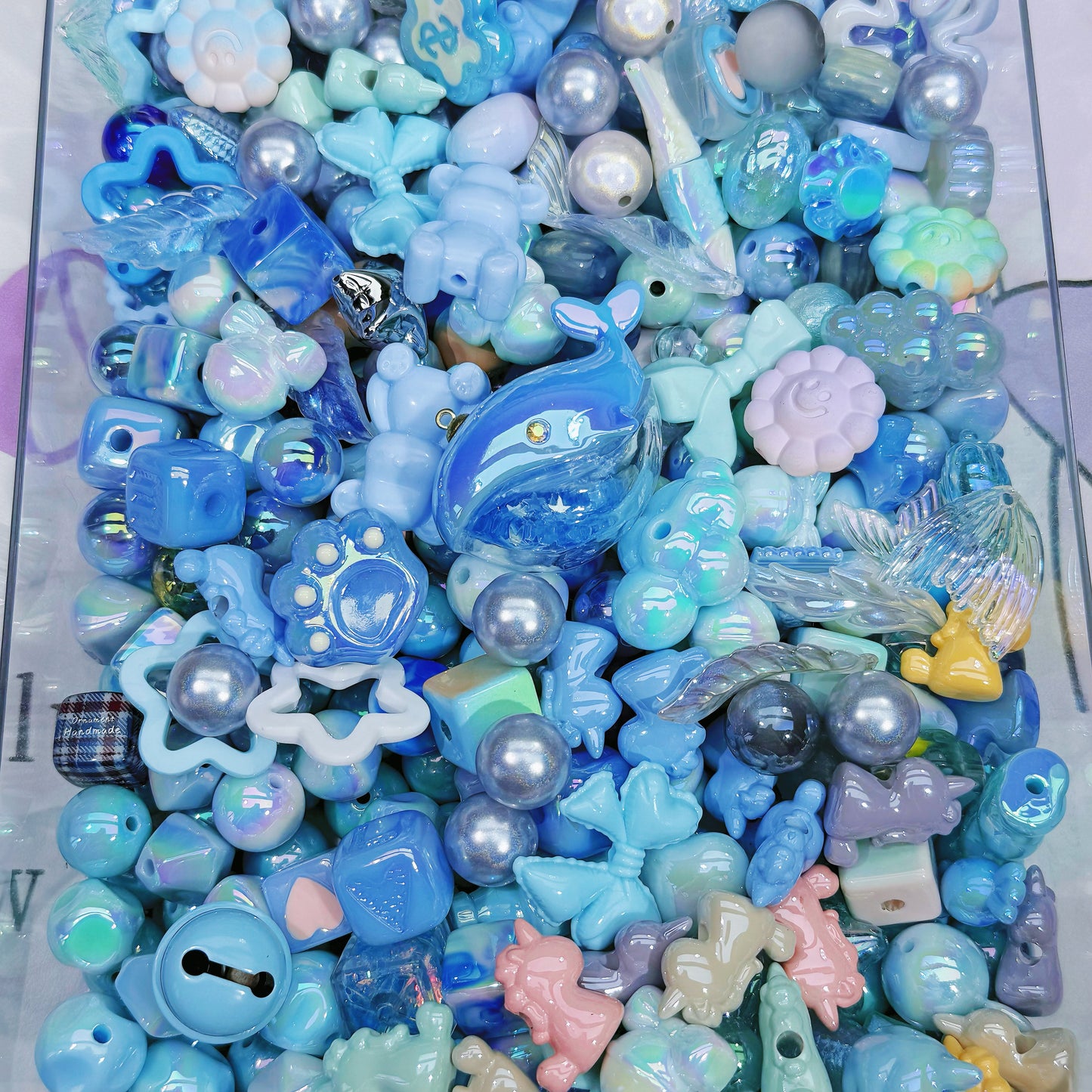 (BOGO)Acrylic beads-Ocean Shine (for keychains beadable pens,phone chains)