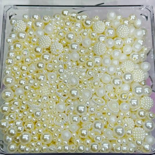 （BOGO）Acrylic beads- Cream White pearls