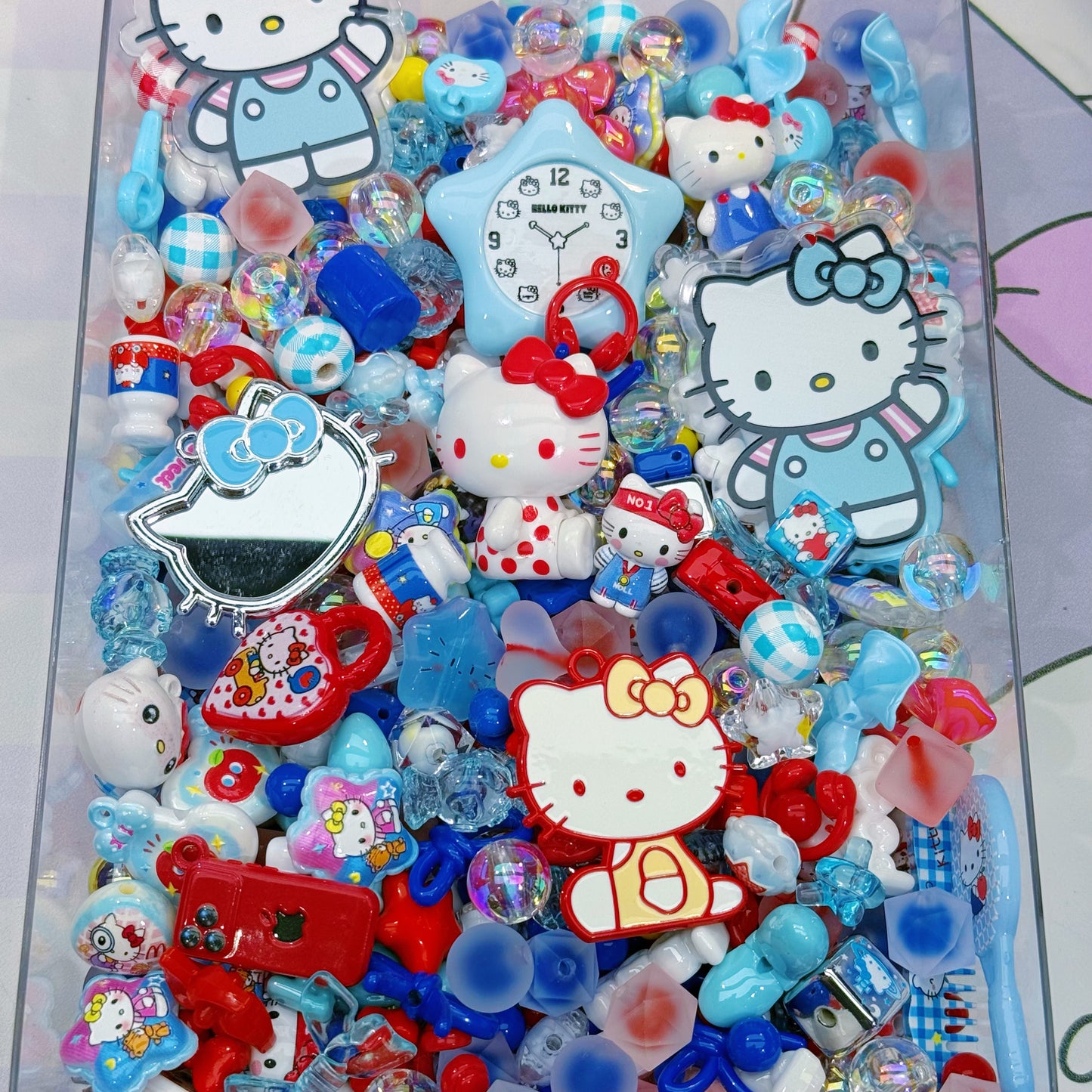 Acrylic bead - Red&Blue Kitty