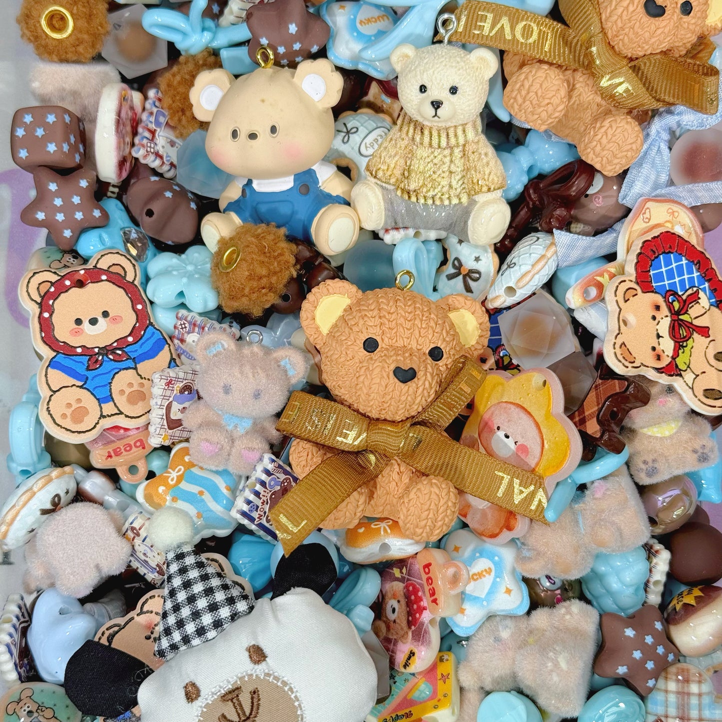 Acrylic beads-Blue&Brown Bear（for keychains,phonechains,beadable pens,car charms)
