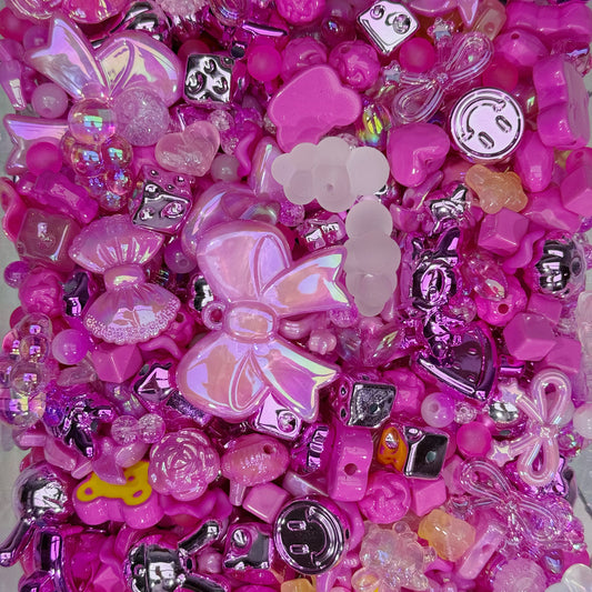 Acrylic beads-Hot pink （for keychains,phonechains,beadable pens,car charms)