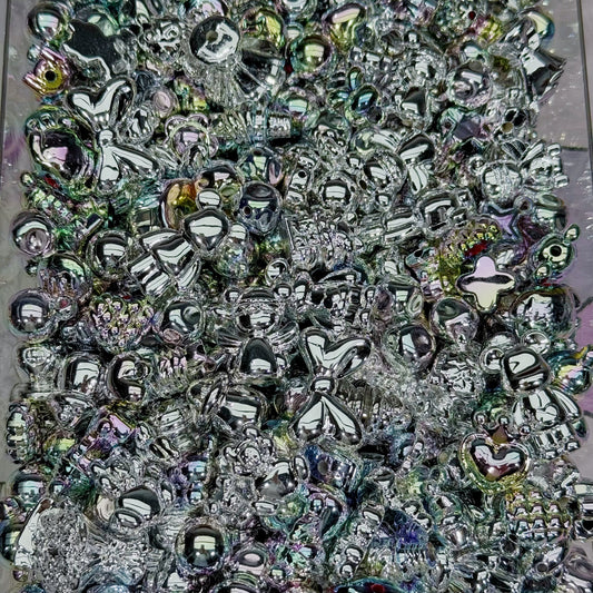 Acrylic beads-Silver Iridescent （for keychains,phonechains,beadable pens,car charms)