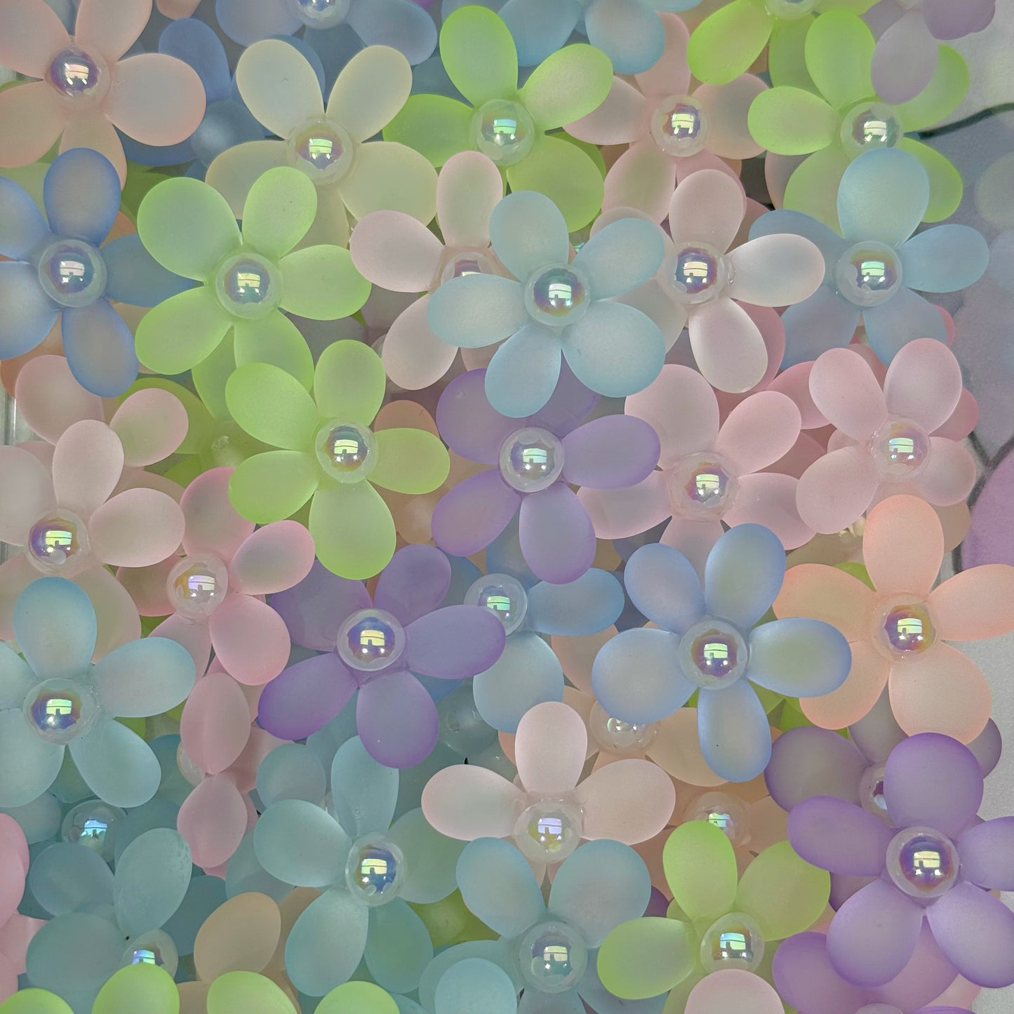 Acrylic- Frosted Flower（second style for beadable pens,phone chains）