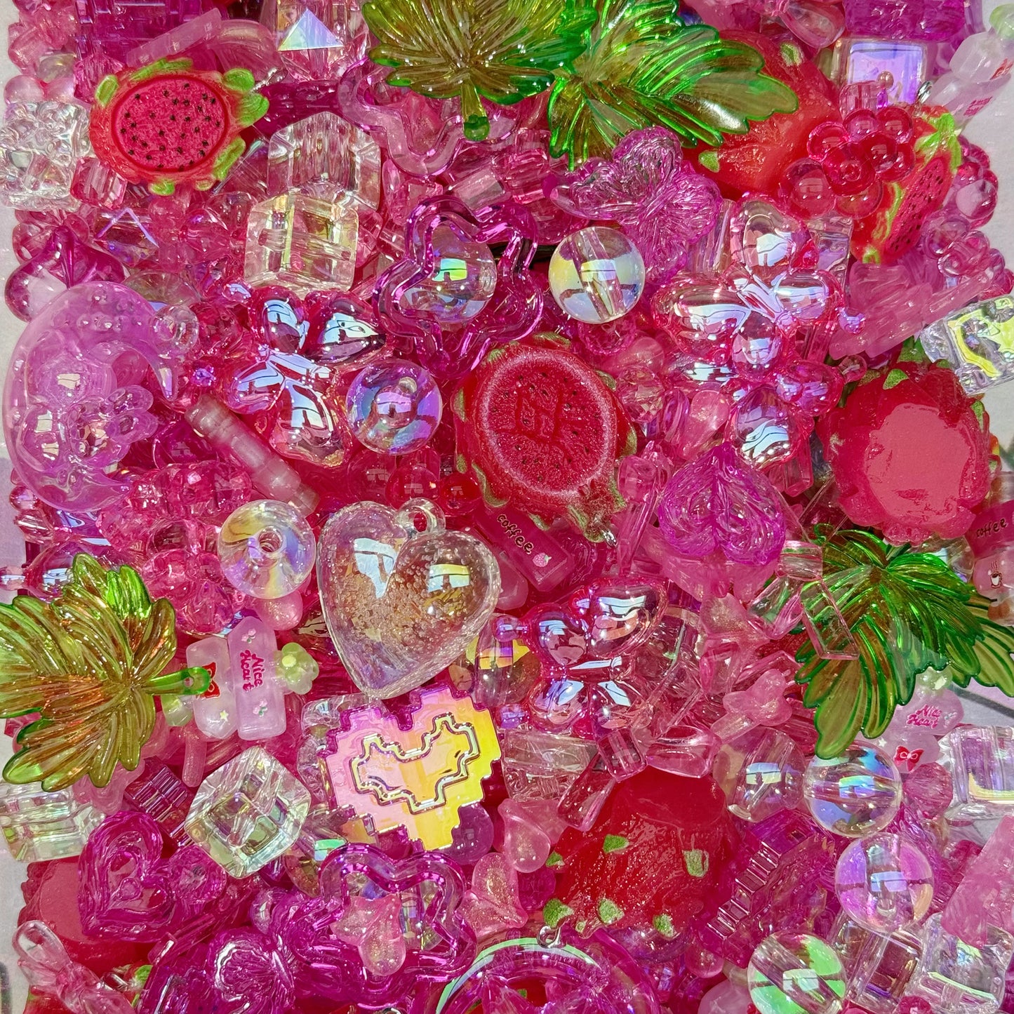 Acrylic beads- Pitaya （for keychains,phonechains,beadable pens,car charms)