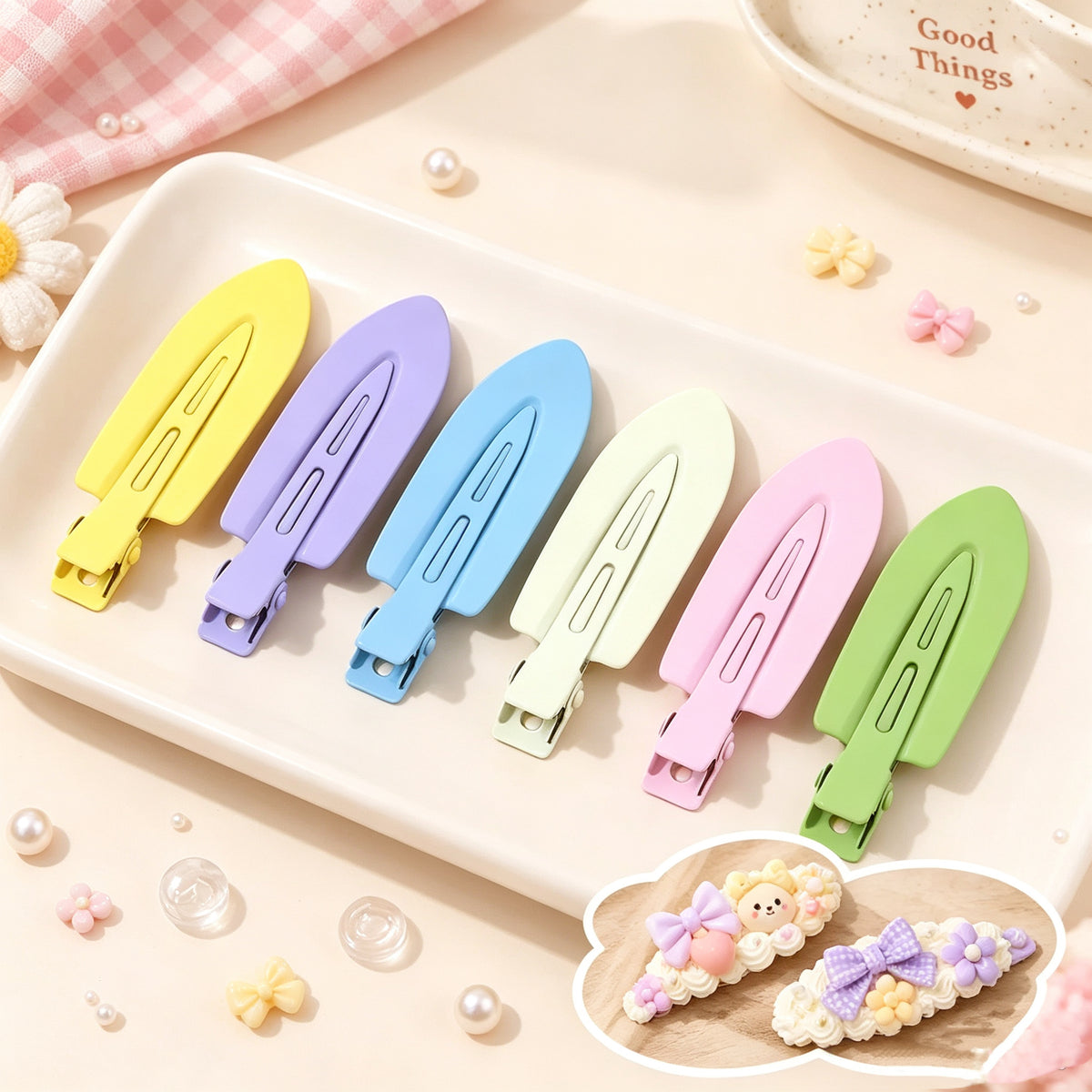 Tool-Cream Glue Blank Hair Clips (No Decor Included)