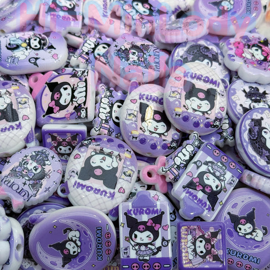 Acrylic beads- Purple kuku(for phone chains,beadable pens,keychains)
