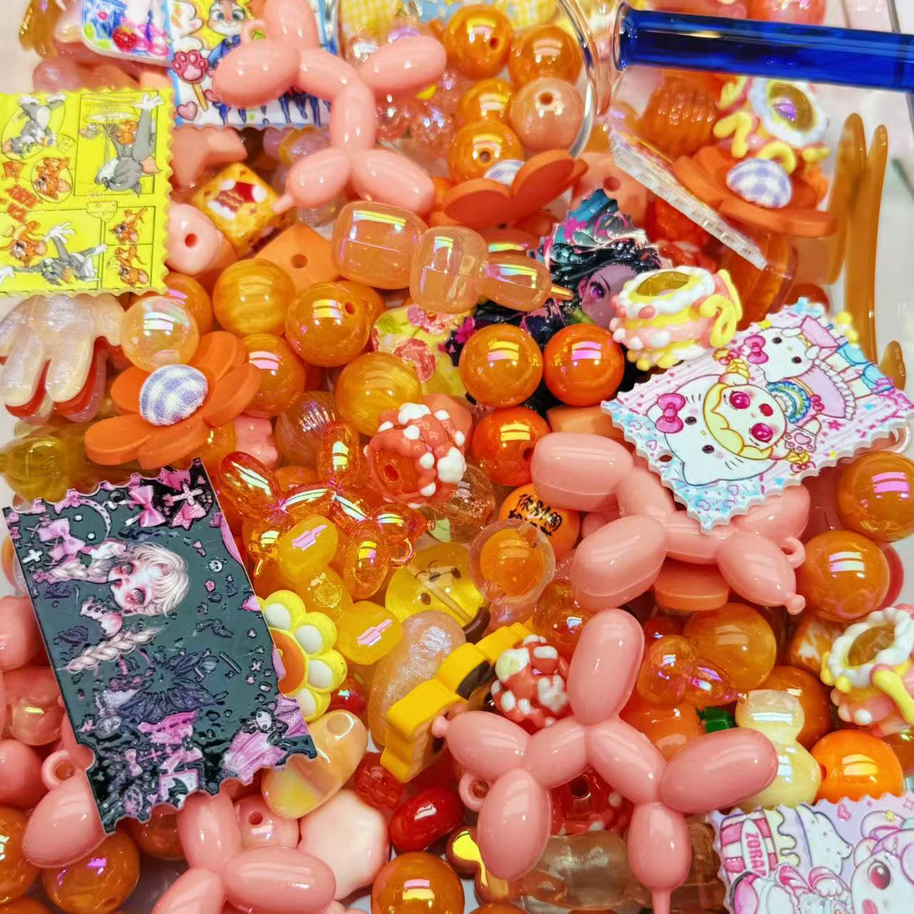 Acrylic beads-Candy Orange(for phone chains,beadable pens,keychains)